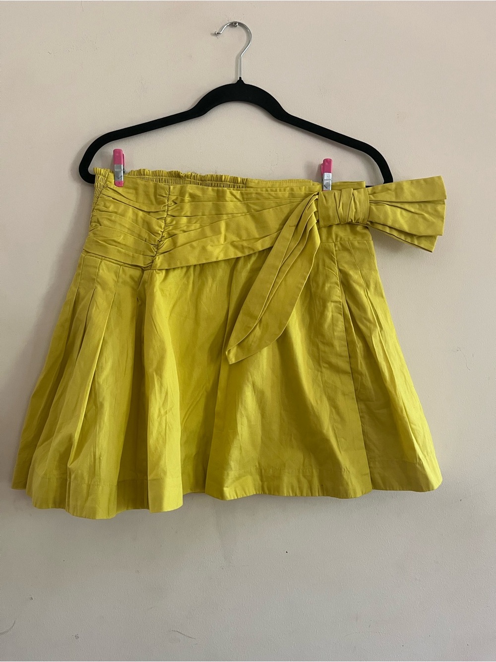 Maeve Yellow Bow Tie Mini Skirt Small Cotton Resort Vacation Euro Summer Beach